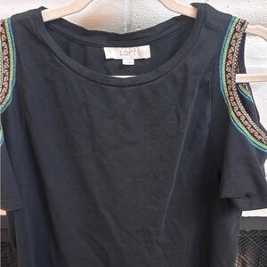 LOFT Black Tee with Vibrant Embroidery